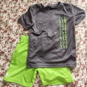 Under Armour Gray & Neon Green Kids' Performance Pajama Set